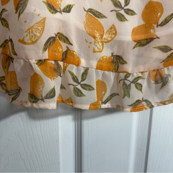 Aqua dress sz small, blush with a lemon pattern, flowy, dainty, feminine - Picture 2 of 11